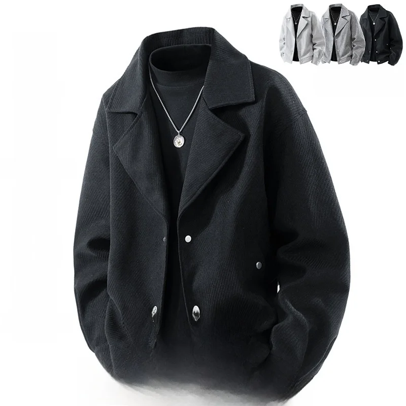 

plus Size American Retro Men's Jaet Casual Faionable Lapel Suit Outerwear Spring Autumn Sle Polyester Nylon Fiber