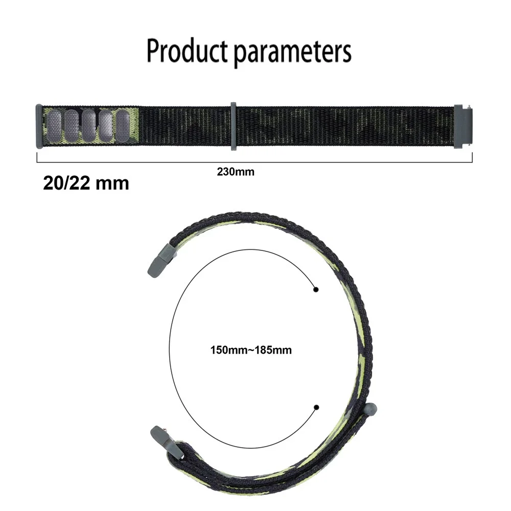 Correa de nailon para Samsung Galaxy watch 6 5 4 3 Gear S3 Frontier, correa de repuesto transpirable para Huawei watch 4 GT2 3 Pro, 22mm, 20mm