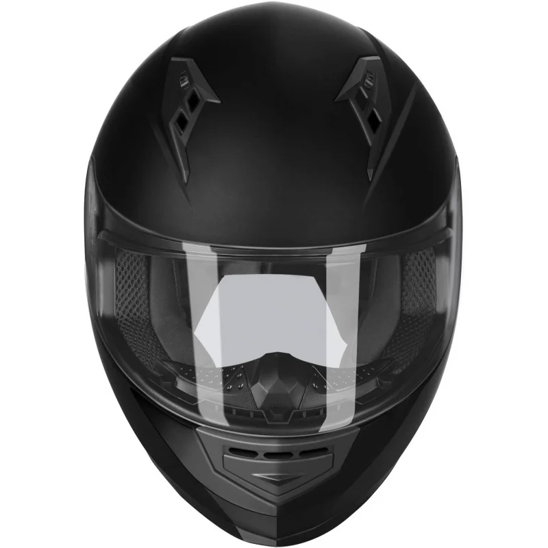 Compact Lightweight Full Face Motorcycle Street Bike Helmet with Extra Tinted Visor Approved (Matte Black, Large)