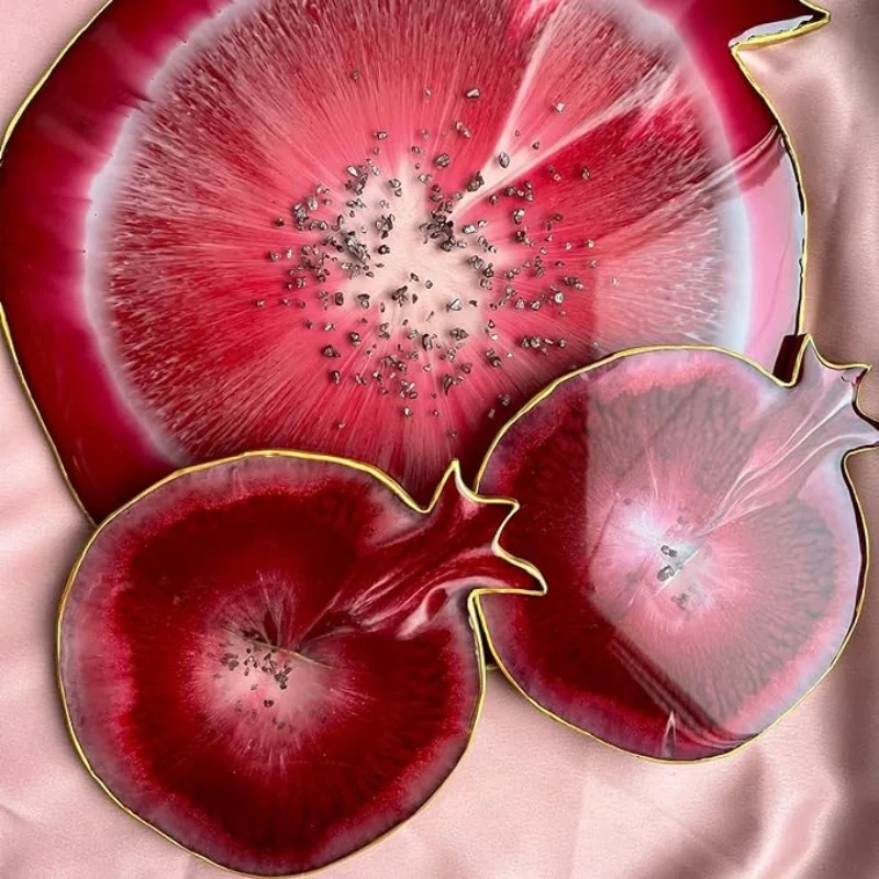 DIY Gránátalma Poháralátét Csiszolt üveg Epoxi-gyök Fagyanta szilikon Alakít