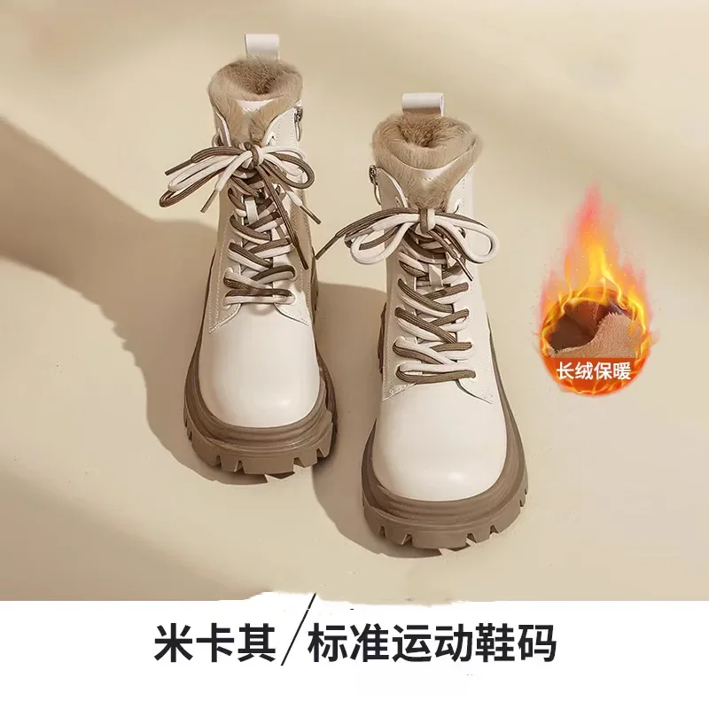 2024 New Winter Snow Boots for Women Plus Fleece Thick Women's Boots British Style Casual Simple Women's Shoes