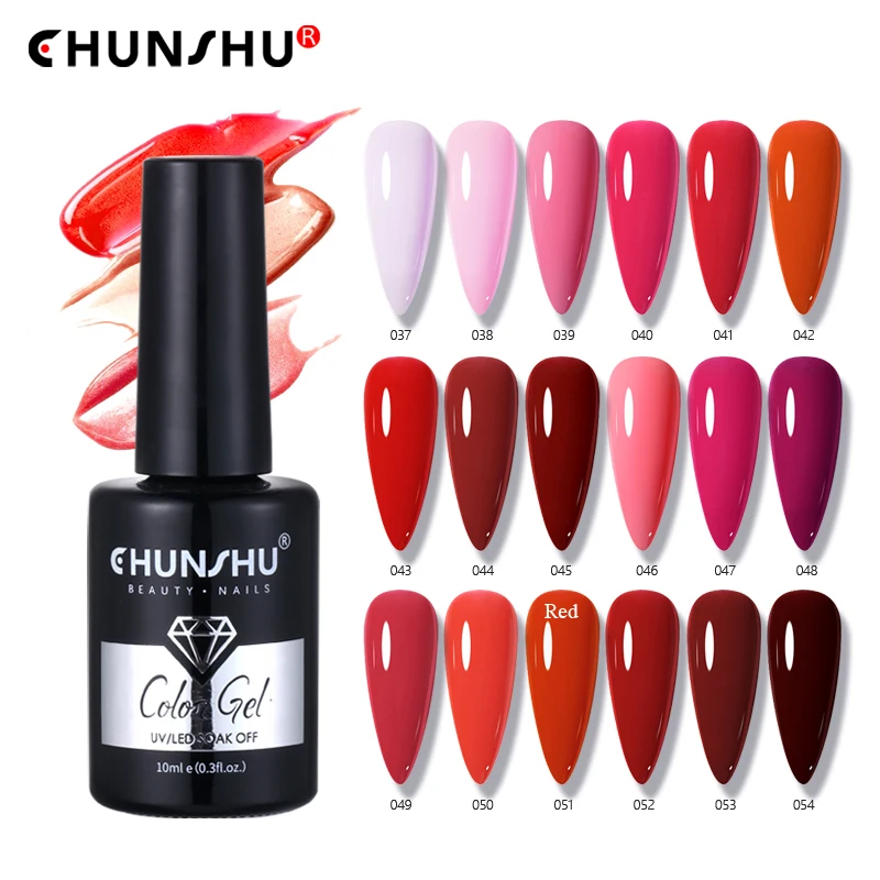 CHUNSHU Red Colors Series Nagelgelpoliermittel, 10 ml, blutrot, dunkles Gel, Vernish, semi-permanente Nagelkunst, Maniküre, Soak Off UV-LED-Gele