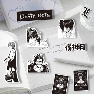 65PCS Anime Death Note Stiker Hitam Putih Stiker Scrapbook Bagasi Laptop Sepeda Koper Mobil Graffiti Stiker Dekorasi Mainan 12 stiker hitam putih penjualan terbaik - №