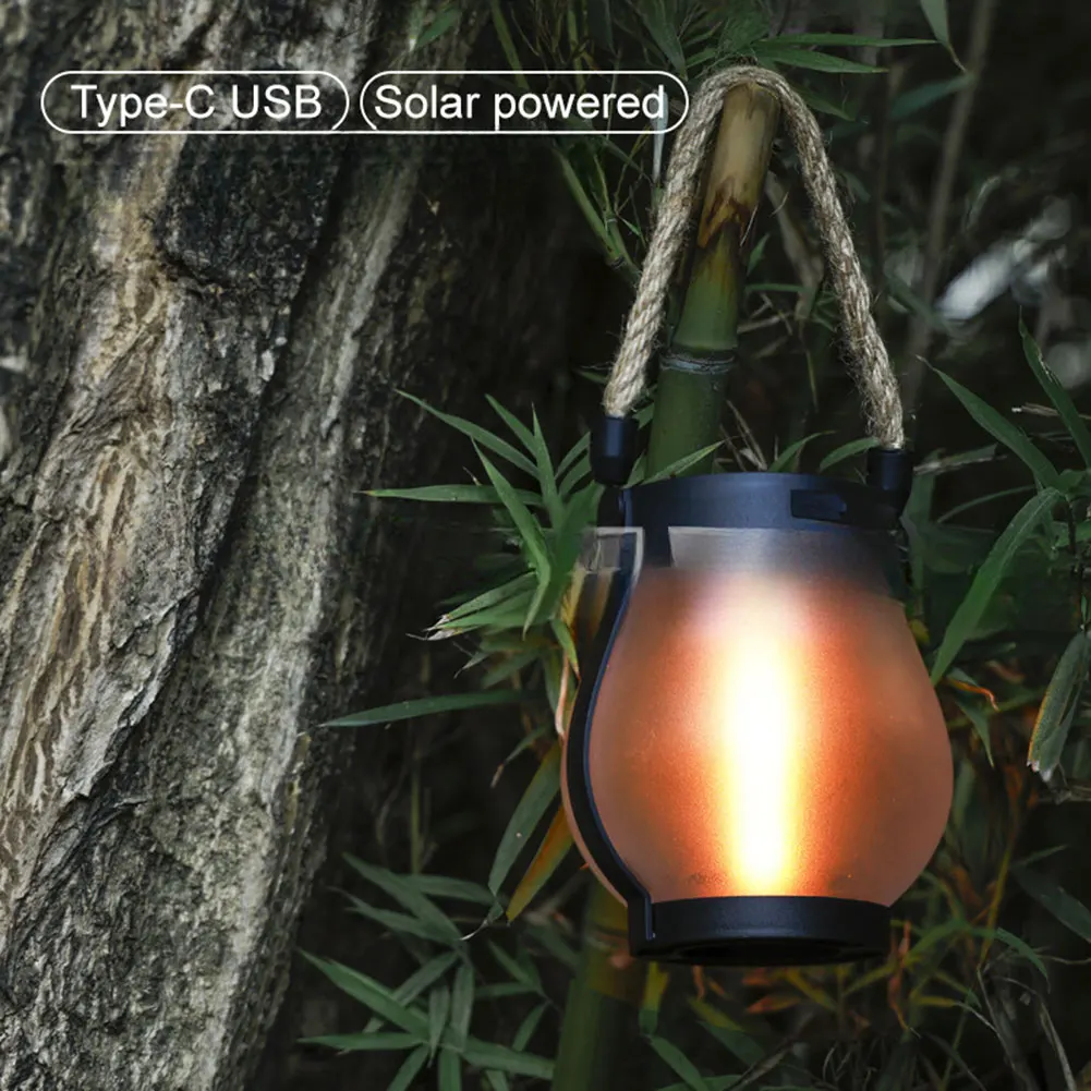 

Уличный светильник для кемпинга, портативный солнечный подвесной фонарь с пламенем на солнечной энергии с автоматическим включением/выключением, для кемпинга, палатки, освещения садовых патио