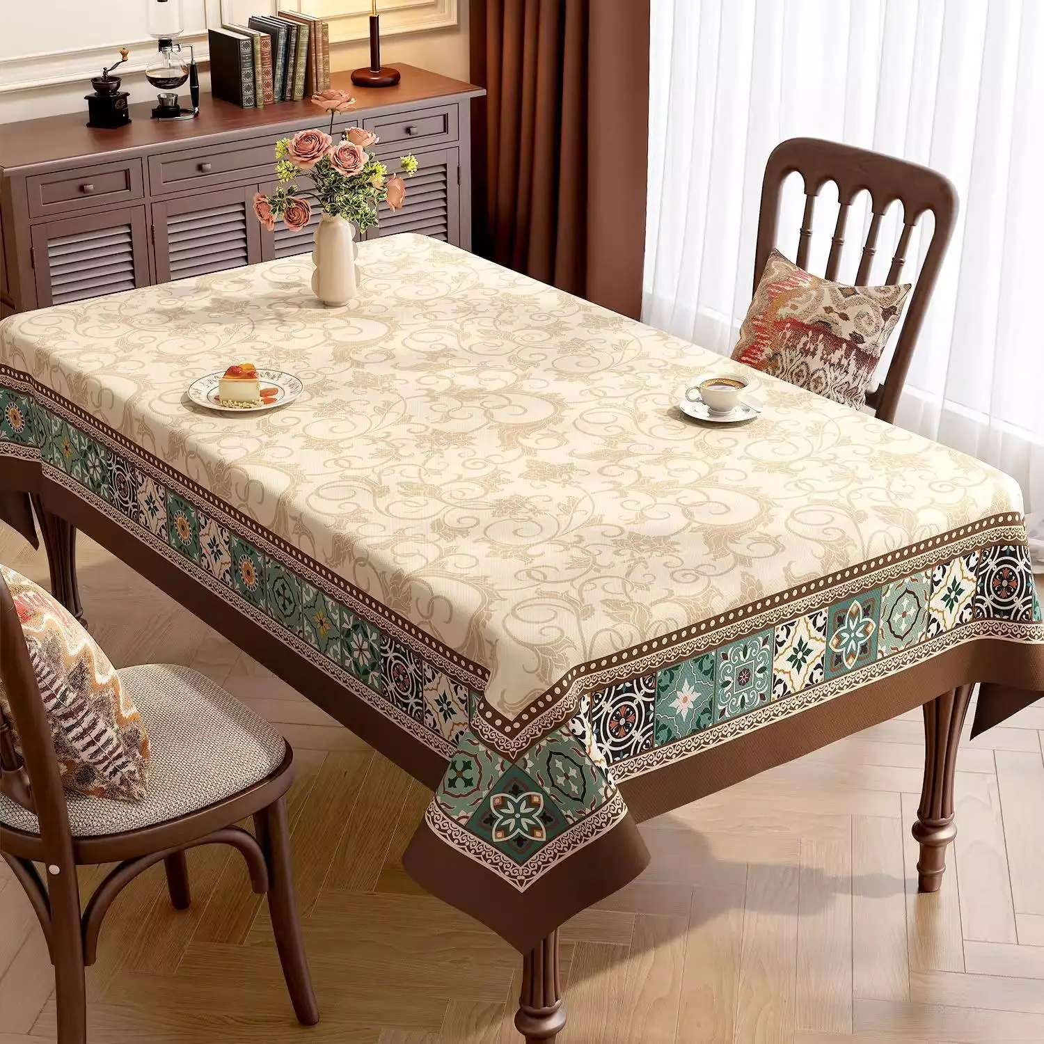 

Waterproof Oil-resistant Tablecloth T4kzi No-wash Rectangular Dining Table Cloth Anti-scalding Home Tea Table Cloth PVC Material