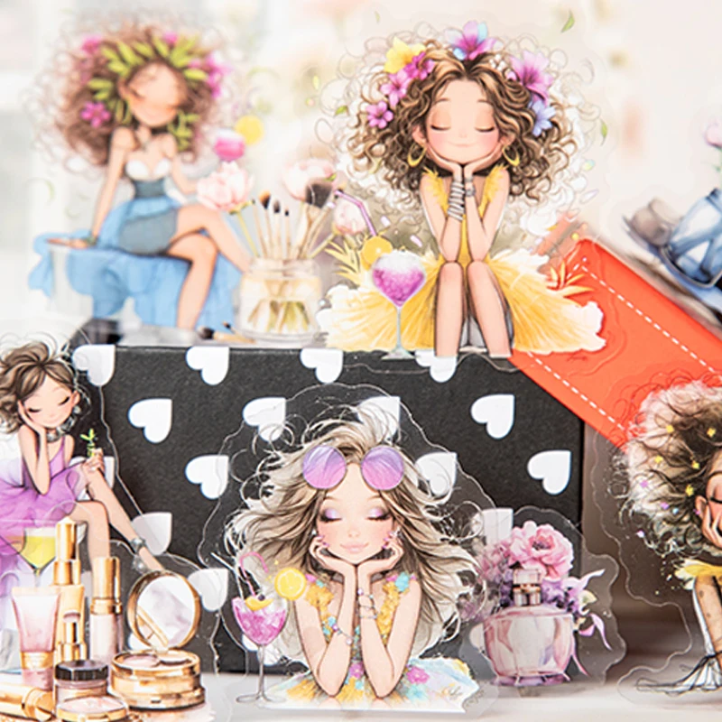 80 Stück Variety Sweetheart Collection Series Girls Beauty Theme PET-Aufkleber Handbuch Material Sticker Pack DIY Kalender Milchprodukte