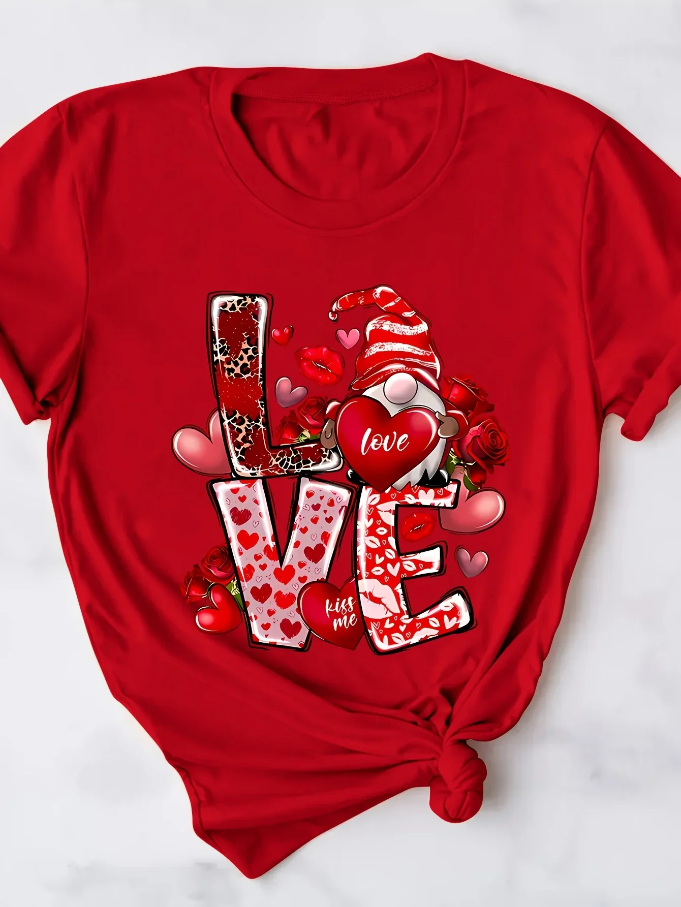 

Футболка с принтом Love Letter, повседневный топ с короткими рукавами и круглым вырезом для летней и весенней женской одежды