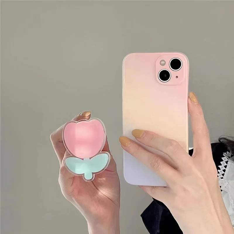 Gradual color tulip flower Phone Case For iPhone 14 Plus 7 8 X XS XR 11 12 13 Pro Max Silicone Cover Cases with holder