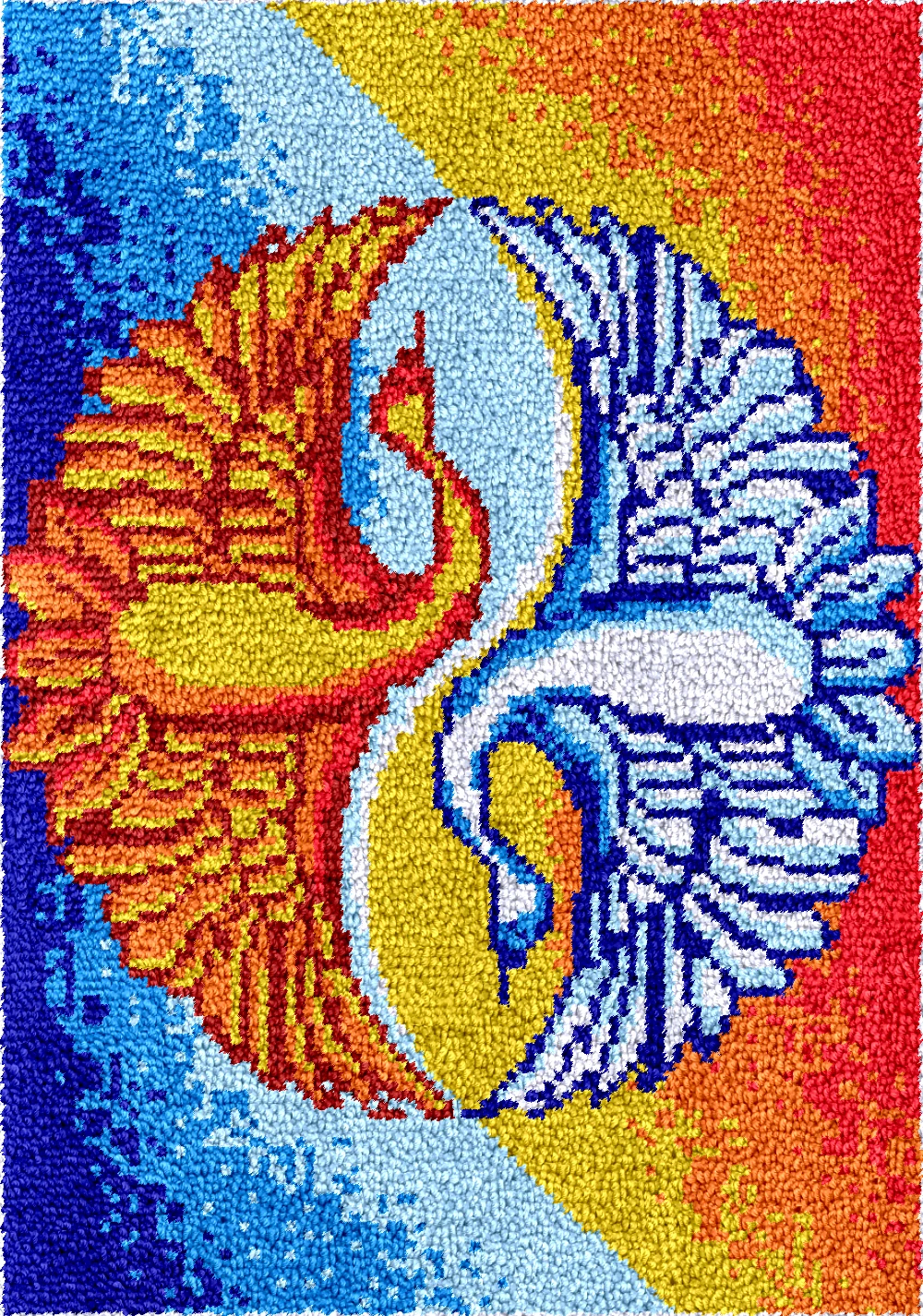 Ice and Fire Birds large latch hook rug kits carpet embroidery set Hobby crafts accessories smyrna buttons package for bag