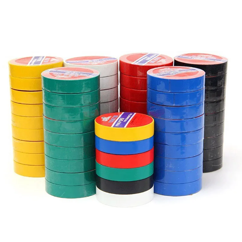 PVC Insulation Tape Red Yellow Green Blue Black Electrical Tape Super Stick PVC Waterproof Tape , 1 Roll 10m and 5m