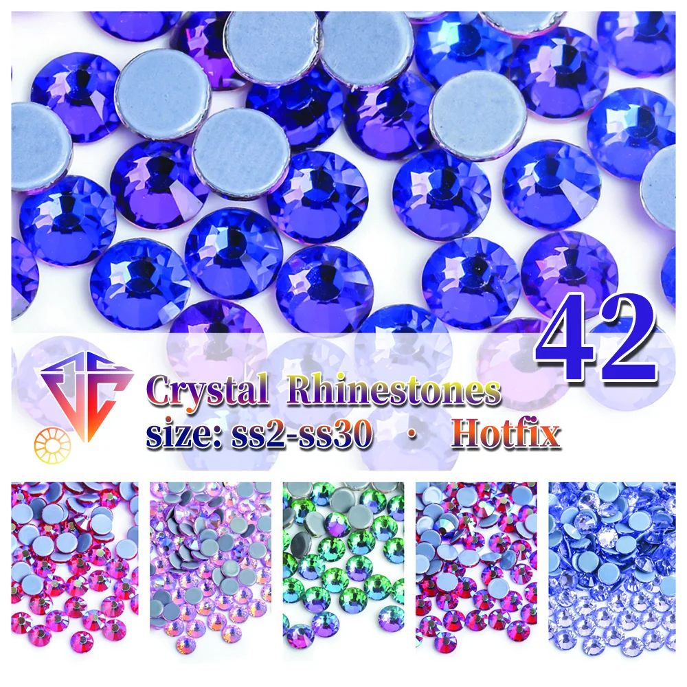 ss3,ss4,ss8,ss12,ss34 Hot fix Rhinestone Glitter Strass Flatback Glass Crystal Hotfix stones Iron on Rhinestones For Garment