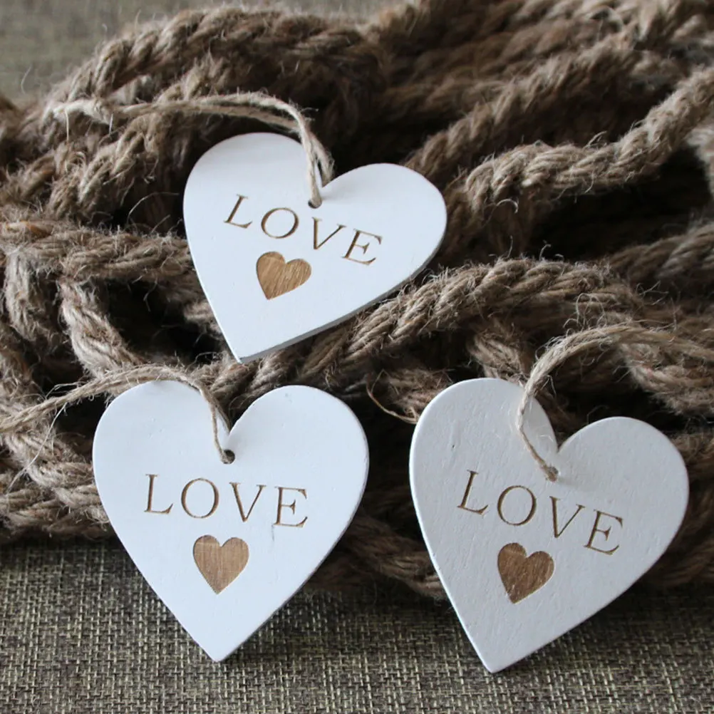 

20Pcs Love Heart Wooden Pendants DIY Handmade Hanging Decorations Romantic Festival Craft Ornaments Wedding Party Decor
