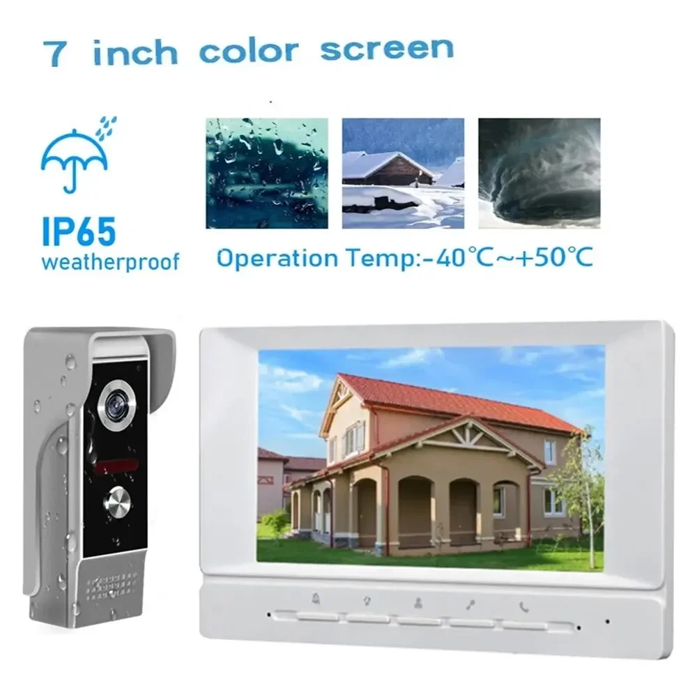 7 Inch Wired Video Intercom With Camera Doorbell Waterproof Apartment Security Protection Private Residential Support Unlock Mon