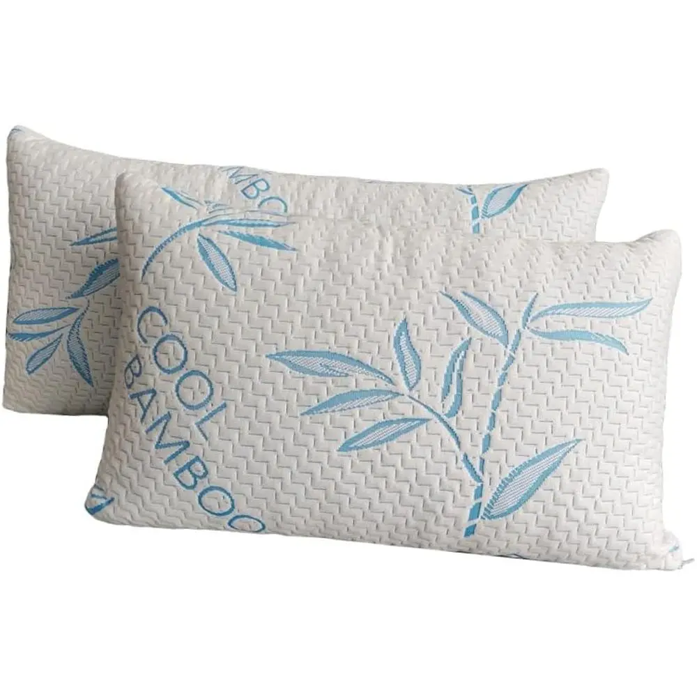 

King Size Cooling Memory Foam Pillows - 2 Pack with Removable Washable Covers
