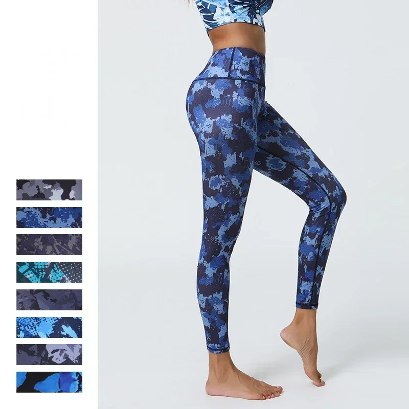 New High Waist Butt Lift Thin Leggings for Women Girls Flower Printed Sports Fitness Gym Dancing Leggings 8Z