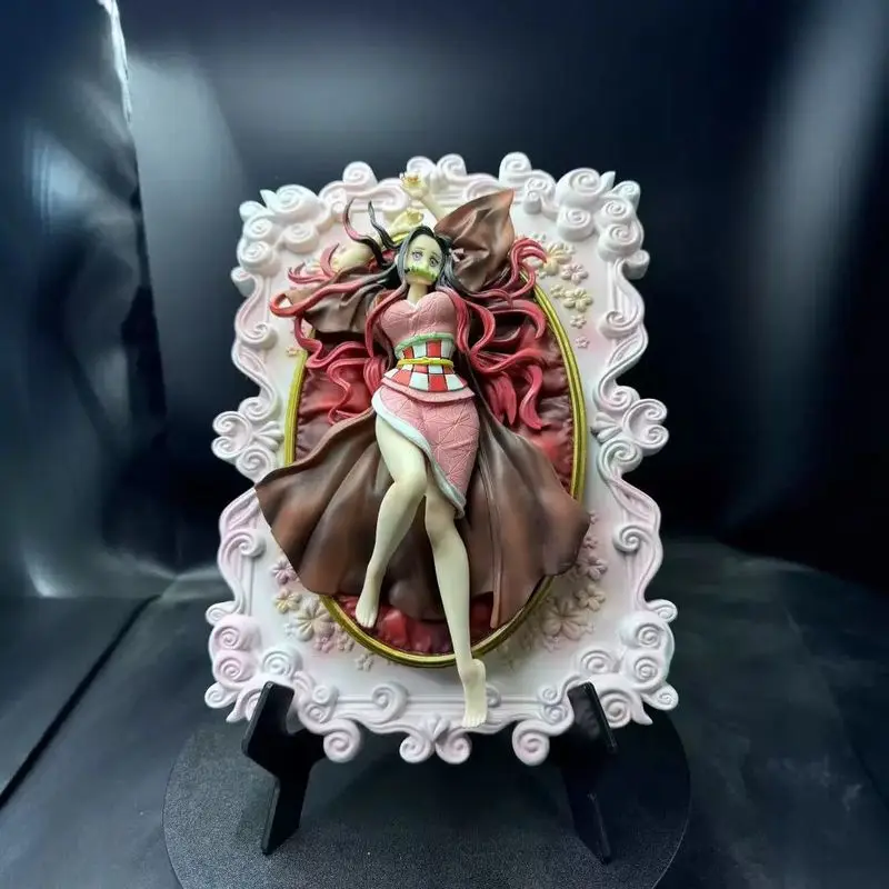 

2025 New 33cm Demon Slayer Anime Figure Kamado Nezuko Butterfly 3d Photo Frame Statue Model Girl Collect Toys Decoration Gifts
