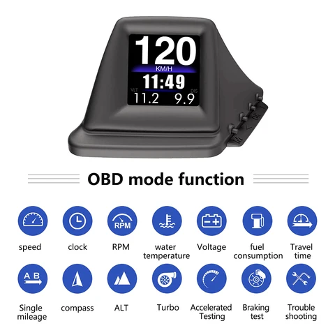 Многофункциональный OBD HUD-дисплей: спидометр, тахометр, давление турбонаддува, температура масла, температура воды, бортовой компьютер, проекционный дисплей, автомобильные аксессуары