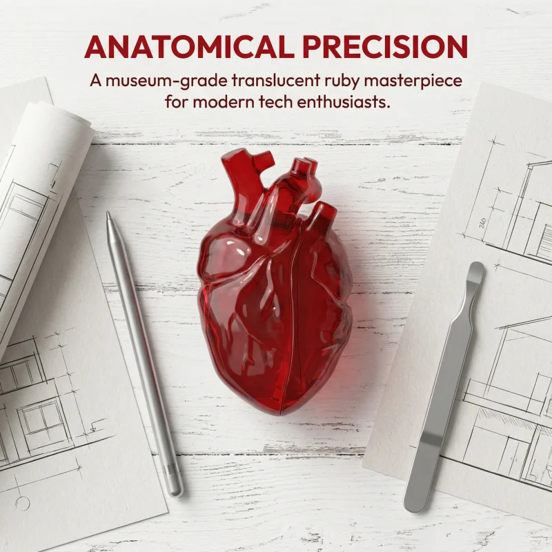 3D Realistic Heart Case for AirPods 4 3 Pro 2, Soft Liquid Silicone Earbuds Cover, Unique Desktop Decor & Anti-Drop Gift