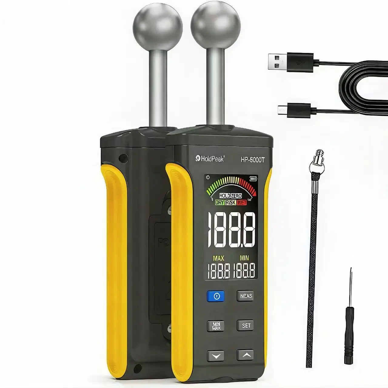 

Pinless Moisture Meter for Wood, Non-Destructive Moisture Detector with Alarm, 20-40mm Depth Humidity Tester for Drywall