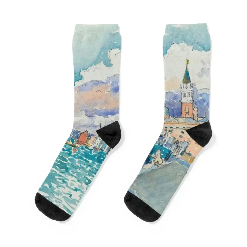 

Venice (1903) painting in high resolution by Henri-Edmond Cross. Socks winter thermal Heating sock Women's Socks Men's