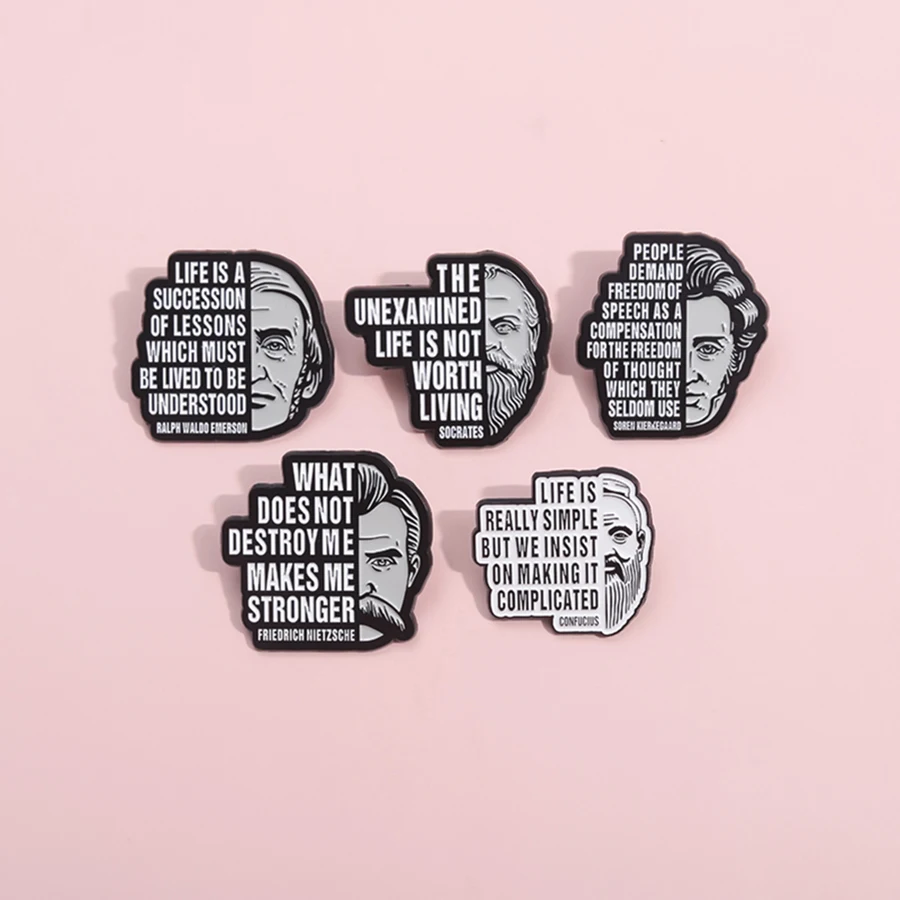 Philosopher Of Basic Theory Enamel Pins All I Have Are Negative Thoughts Brooches Lapel Badges Inspirational Jewelry Gift ﻿