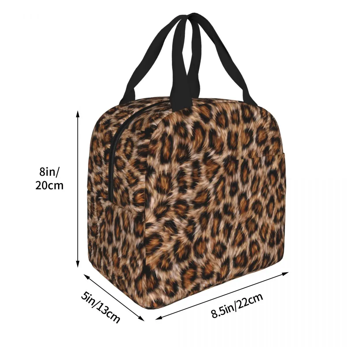 Leopard Print Fur Spots Jaguar Skin Insulated Lunch Bags Thermal Bag Brown Animal Leather Pattern Tote Lunch Box Bento Pouch