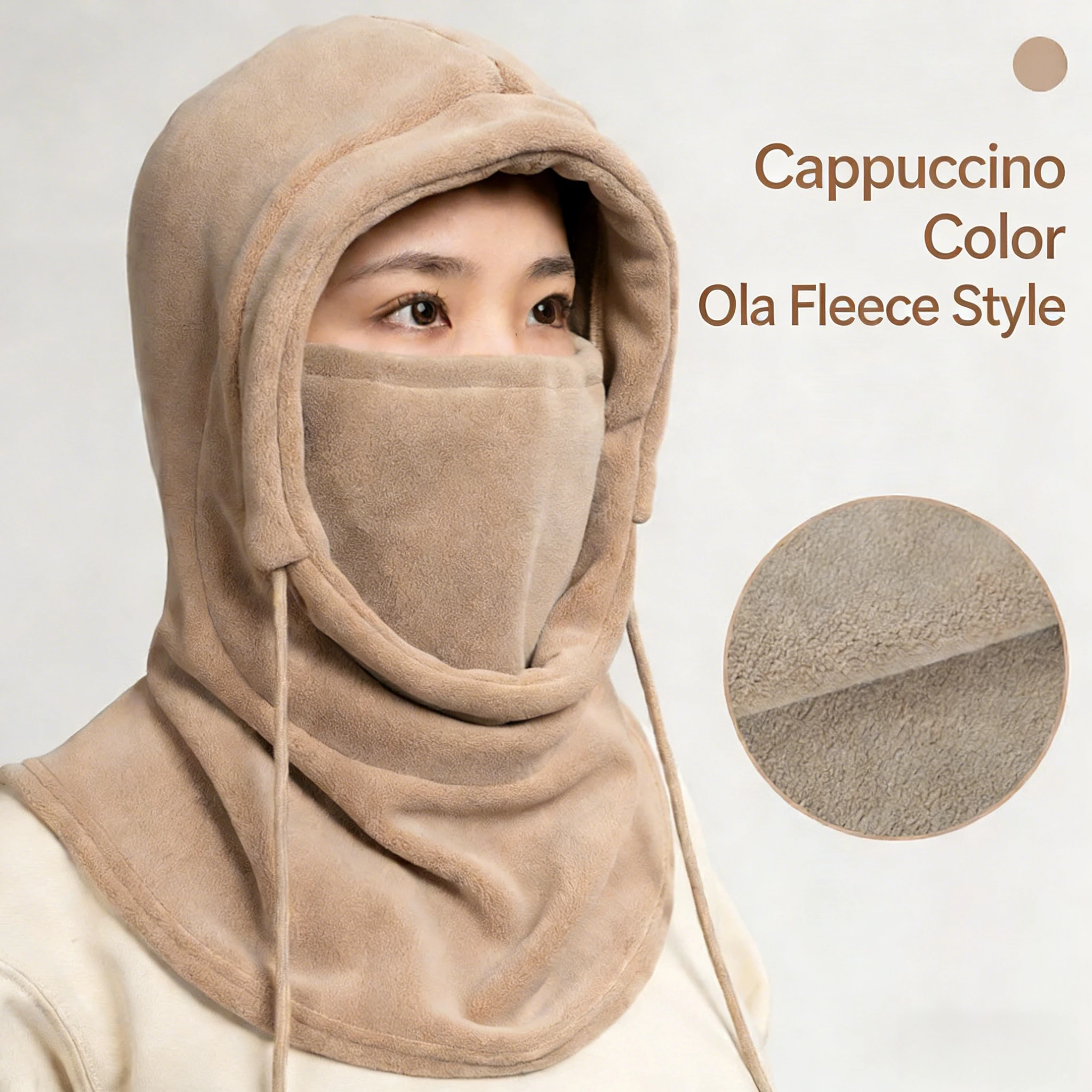 

Unisex Winter Balaclava Knit Hood Windproof Bike Scarf Cap Men Women Warm Fleece Ski Mask with Drawstring Cold Weather Gear
