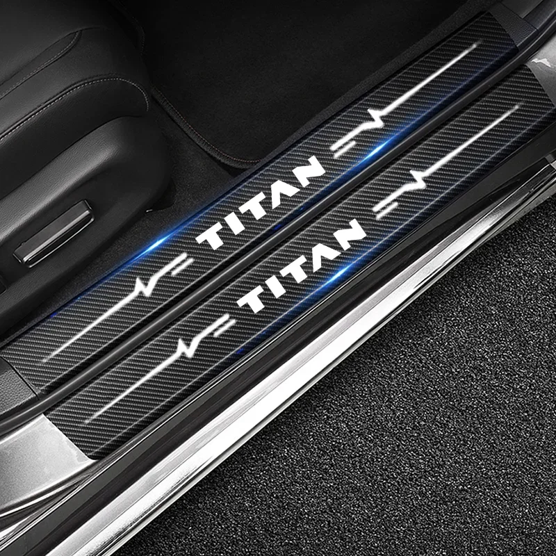Pegatinas protectoras de alféizar de puerta de umbral trasero de maletero de coche para Nissan Titan, cinta antiarañazos, calcomanías, accesorios impermeables para coche