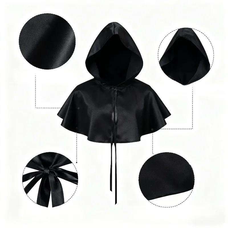 Capa gótica con capucha, capa renacentista, disfraz Vintage de Halloween, juego de rol, fantasía Medieval, bruja, vampiro, LARP, capa con capucha para adultos