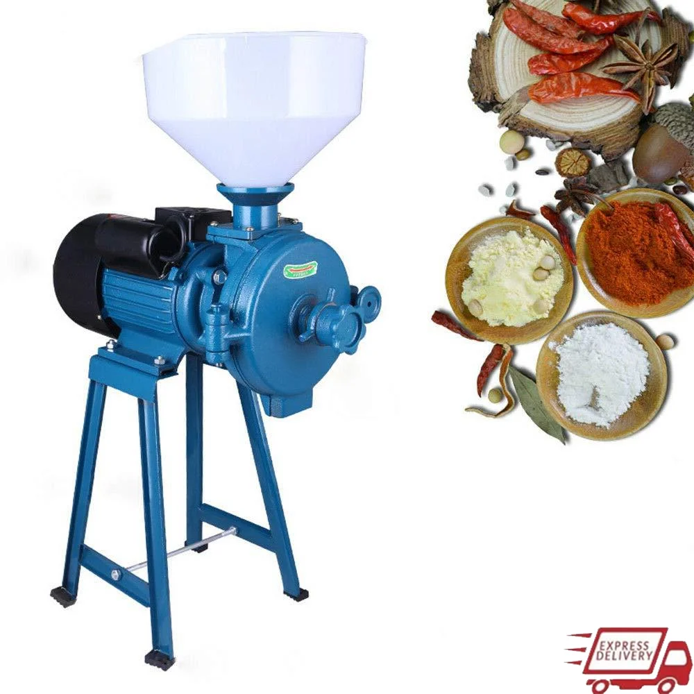 Electric 1500W Flour Mill Grinder Corn Wheat Coffee Cereals Feed Cutter Funnel Included Suitable Bean Curd Starch Rice Grinding