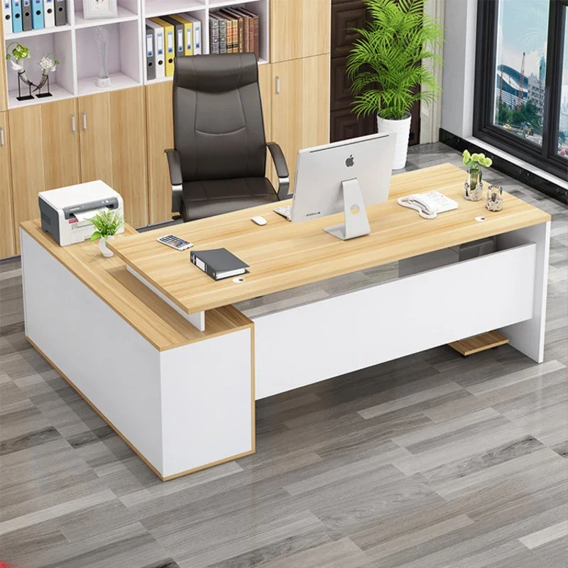 Modern Manager Office Desks Simplicity Computer Boss Boss Storage Office Desks Single Person Wood Escritorios Furniture QF50OD