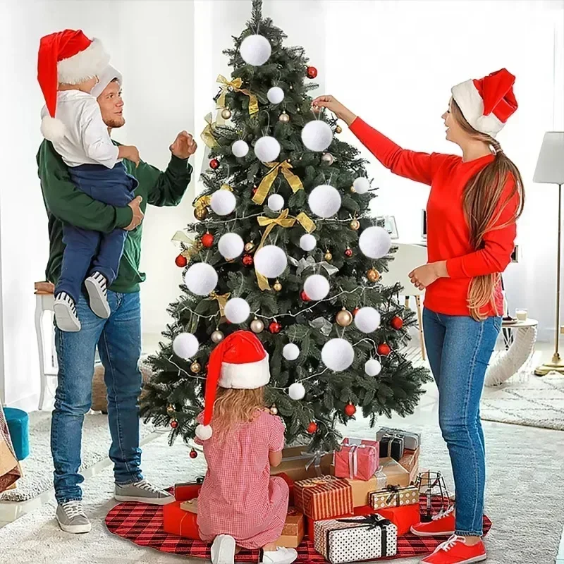 60/6PCS White Foam Christmas Balls Xmas Tree Hanging Ball Pendant Ornament for New Year Party Home Decoration Supplies Wholesale