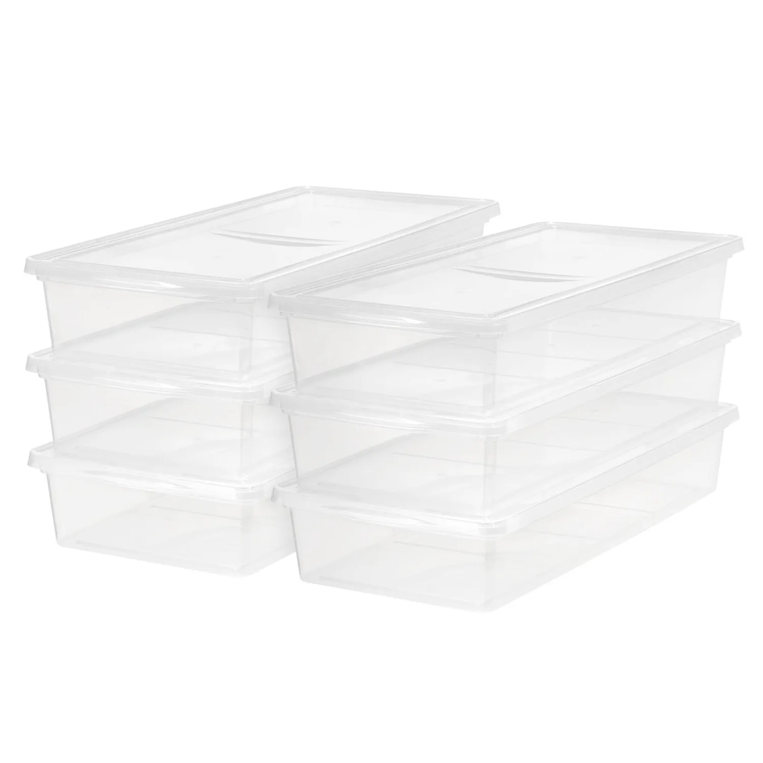 41 Qt. (10 gal.) Plastic Under Bed Box, Stackable Closet Storage Bins, Clear, Set of 6