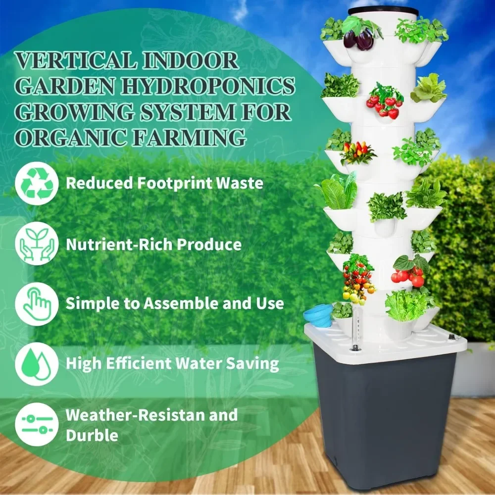 Sistema de plantación hidropónico, Kit de sistema de jardín de torre Vertical interior de 30 plantas, Kit de germinación hidropónica