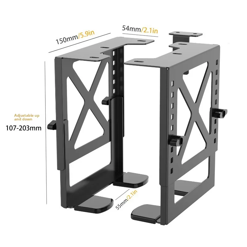 10-28cm Adjustable NAS Under Desk Mount - Holds 10-12KG, Metal Bracket for PC Case/Printer/Synology, Saves Space