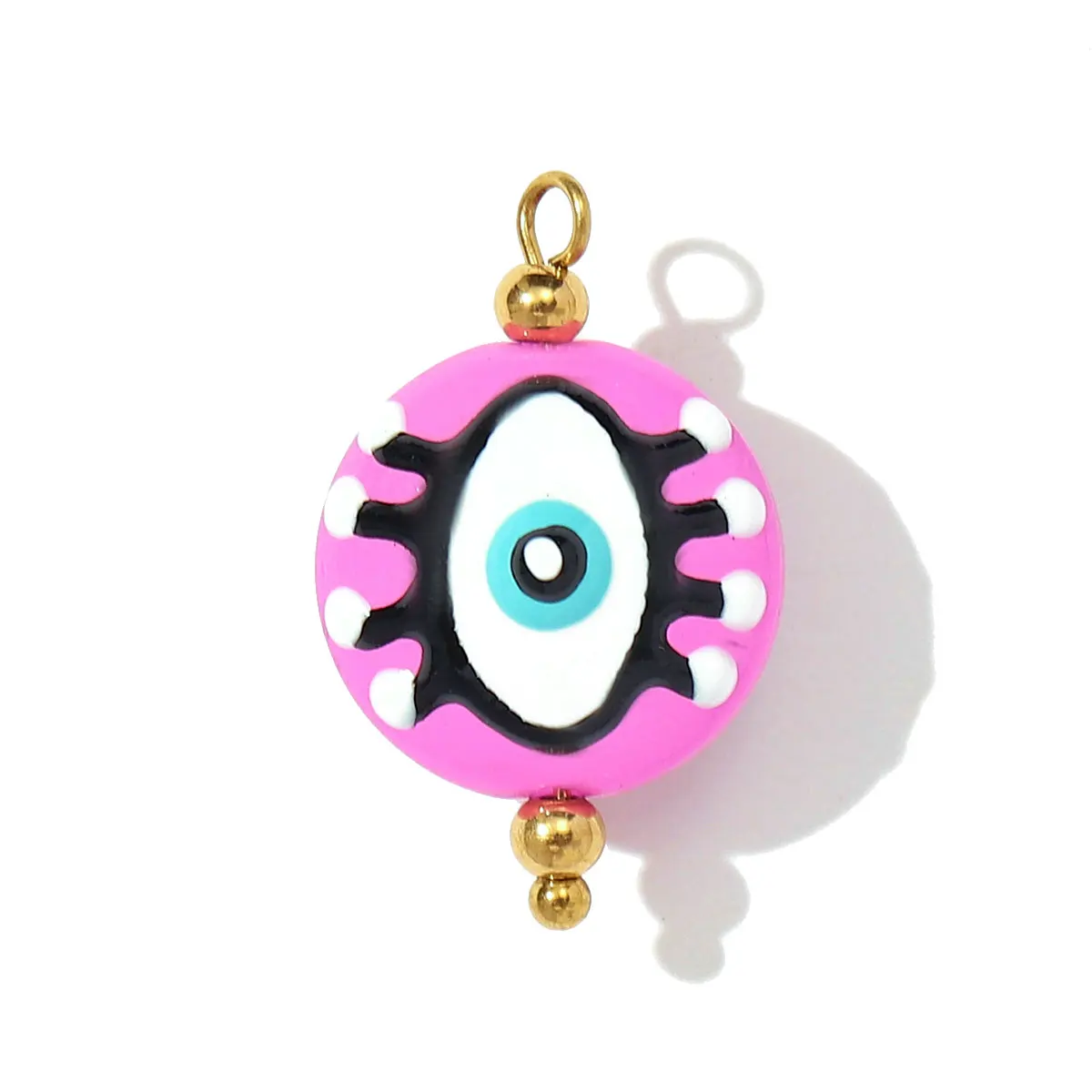 

3pcs/lot Stainless Steel Rainbow Lampwork Glass Heart DIY Earring Charm Flower Evil Eye Pendant Necklace Making Women Jewelry