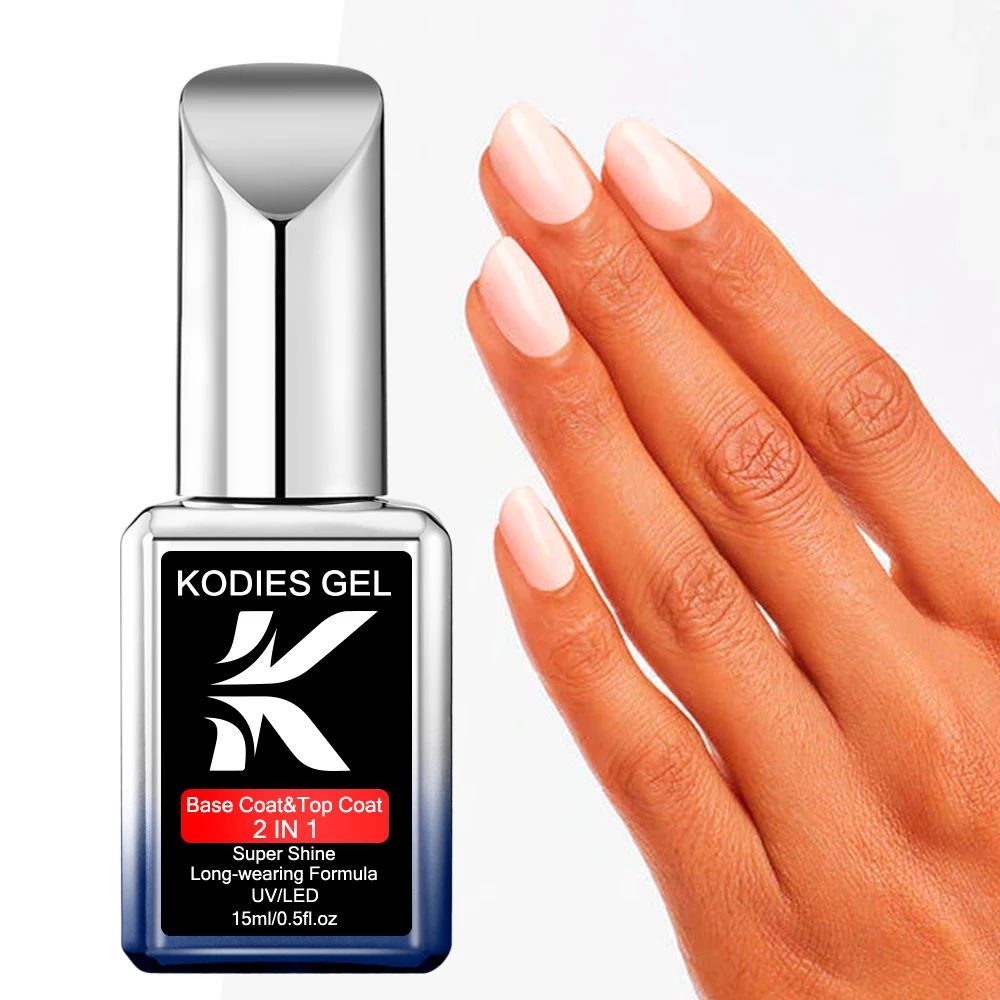 KODIES GEL ongles couche de Base couche de finition 2 en 1 vernis à ongles Gel transparent 15ML Semi Permanent UV pas de finition Gel collant acrylique ongles Art