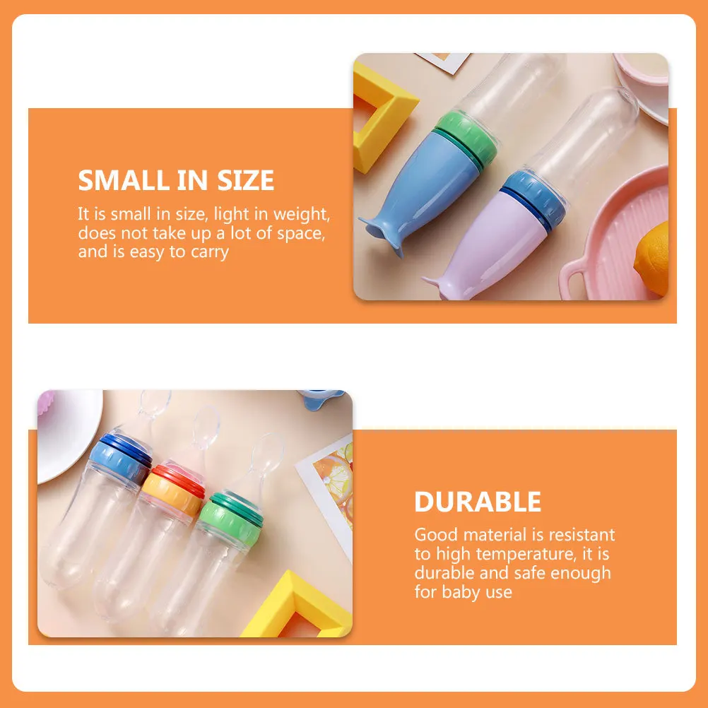 

3Pcs Baby Food Feeder Rice Paste Spoon Bottle Safe Durable Easy Carry Multifunctional Feeding Container Assorted Color