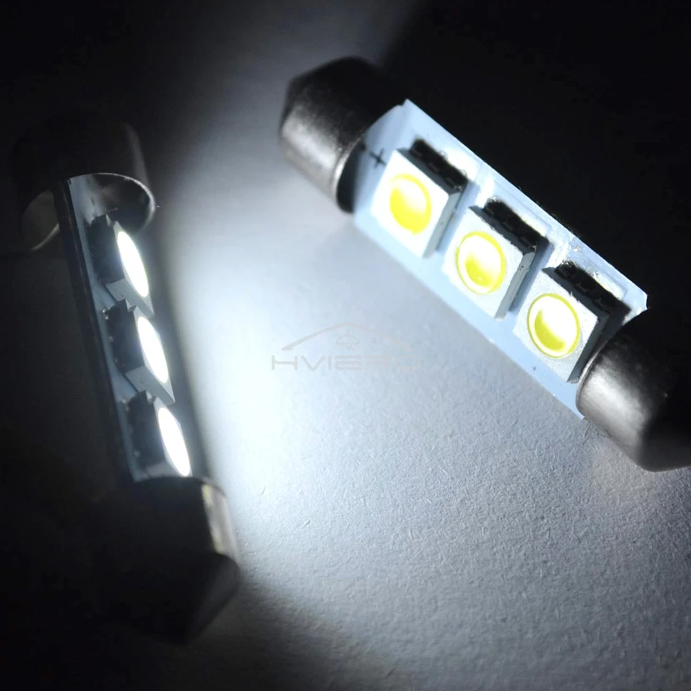 2Pcs White Ceiling Bulb C5W C10W 5050 3SMD 31/36/39/41mm DC12V Car License LED Dome Festoon Door Light Reading Lamps Interior