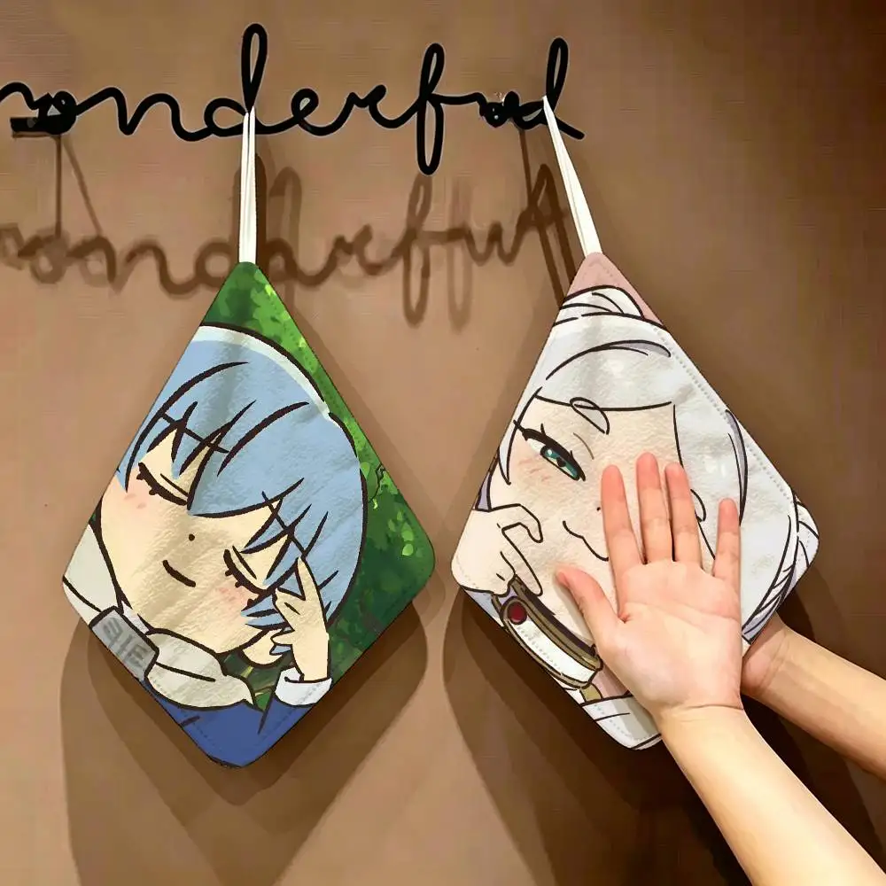 

Cute Sousou No Frieren Polyester Cotton Daily Towel, Hanging Kitchen Hand Wiping Cloth, Durable for Whole House Use