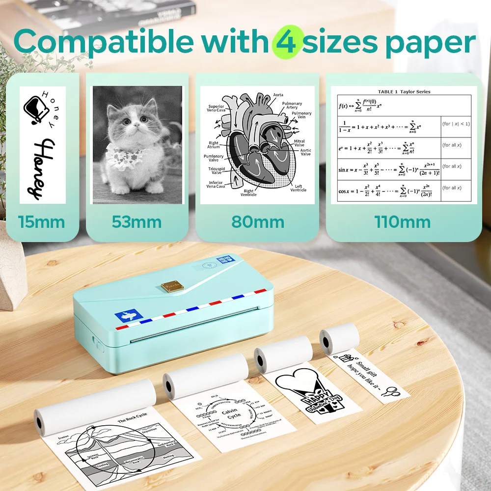 Phomemo M04AS Mini Bluetooth Photo Printer Wireless 300dpi HD Portable Thermal Label Maker for 110mm Paper Compact & Lightweight