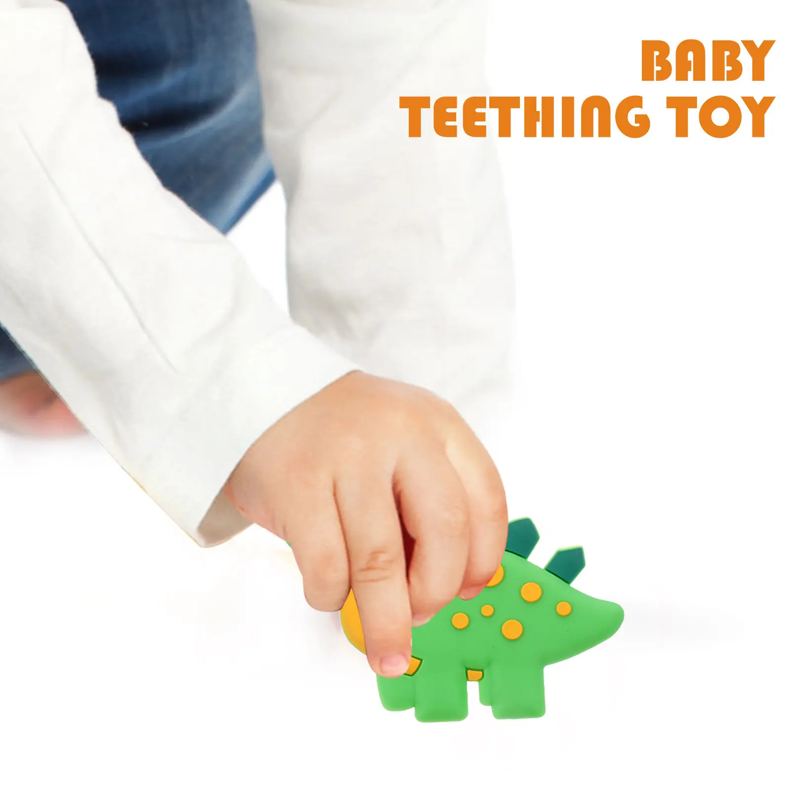 

3Pcs Dinosaur Baby Molar Teether Sturdy Trustworthy Ergonomic Design Safe Kids Funny Self Soothing Intelligence Development Tool