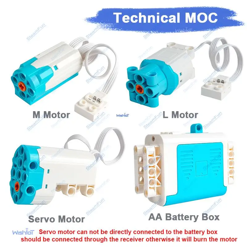 

New MOC Power Functions M L Servo Motor 8883 88003 88004 AA Battery Box 8881 Technical Part Building Block Brick Compatible Toy