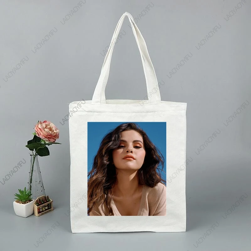 Birthday Gift Shopping Bags Women Singer Fans Selena Gomez To Give to Girlfriend Cloth Bag Totebag Tote Shopper Aesthetic Woman