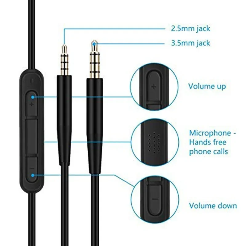 Replacement Headset Audio Cable With Microphone Remote Control for JBL Tune 500BT 600BTNC 660NC 700BT 710BT 750BTNC 760NC - view 3