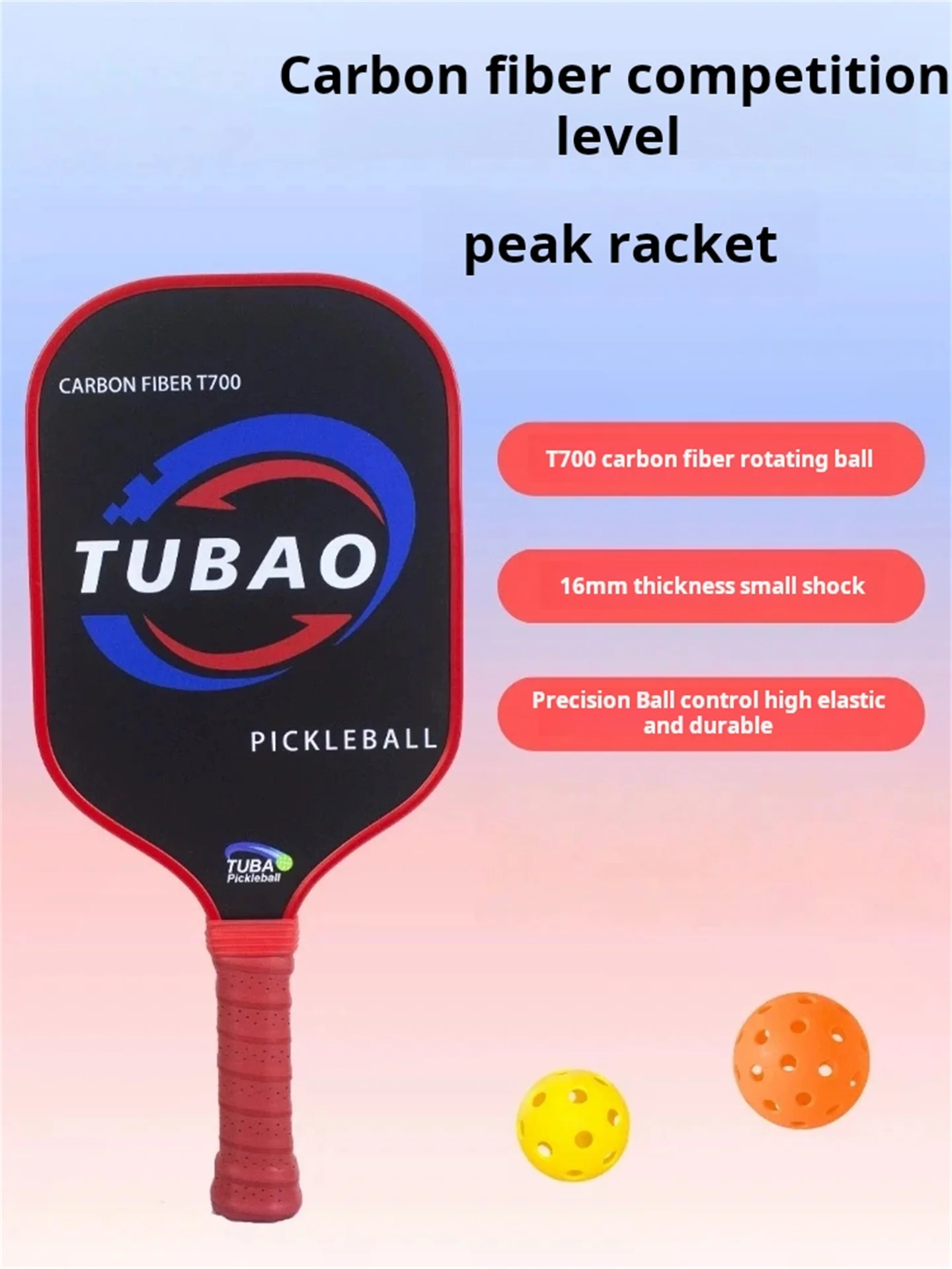 Pickleball Paddle & Ball Set - Textured Matte Carbon Fiber Face with 16MM Polymer Honeycomb Core for Professional Play