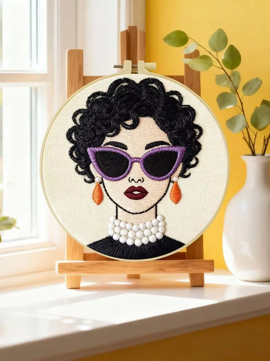 1 Stück 20X20CM/15X15CM 7,87/6,3 Zoll Mädchen-Stickerei-Starter-Kit DIY-Kit DIY-Stickerei-Set Handarbeiten Heimdekoration – Detail 6