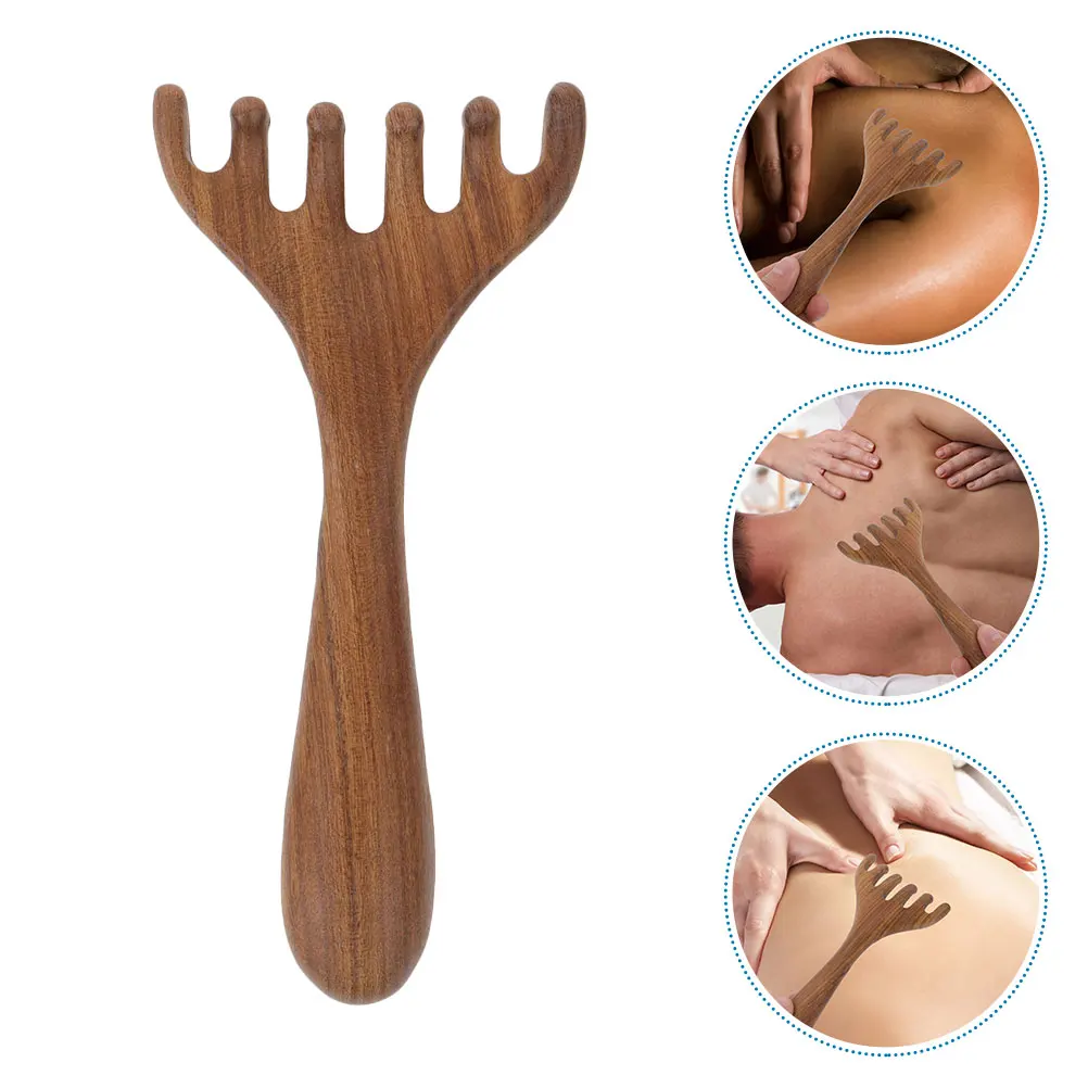 

2pcs Wooden Massager Gua Sha Tool Head Massage Comb Portable Face Acupoint Scrubber For Hair Scalp Relaxation Scalp Scrubber