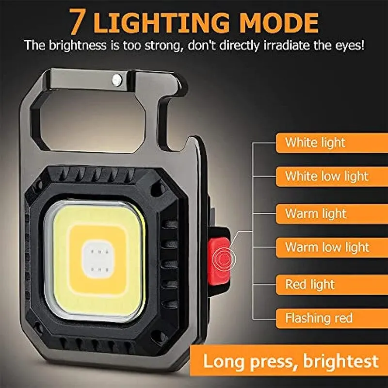 Mini LED Flashlight Magnetic COB Outdoor Camping Pocket Work Light 800 Lumens USB Rechargeable 7 Modes Spotlights