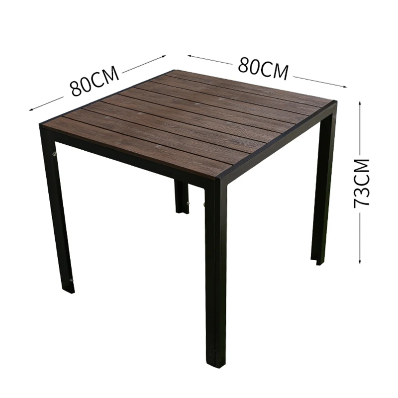 2024 New 4 Person Outdoor Wood Grain Square Table 80cm Outdoor Dinings Table Waterproof Rectangular Brown Table Room Furniture